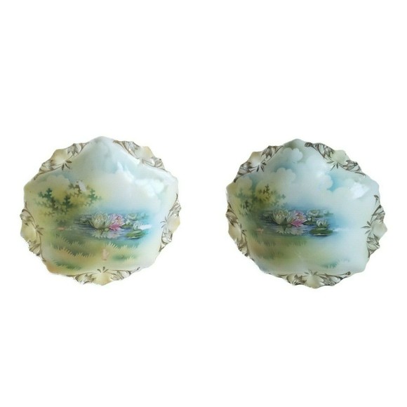 VTG Lot of 2 R S Prussia Water Lily Pad Clouds Sky Bowls 5 1/4" Unsigned READ - Picture 5 of 7